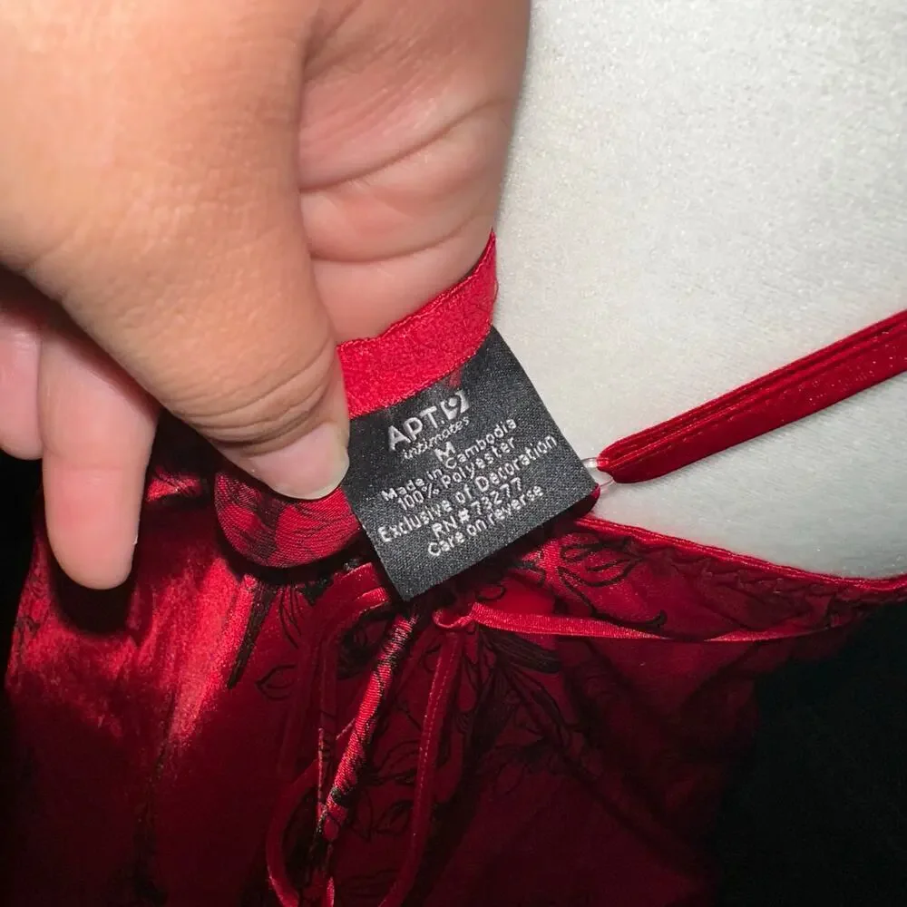 Y2k vintage satin red goth babydoll slip dress sz m